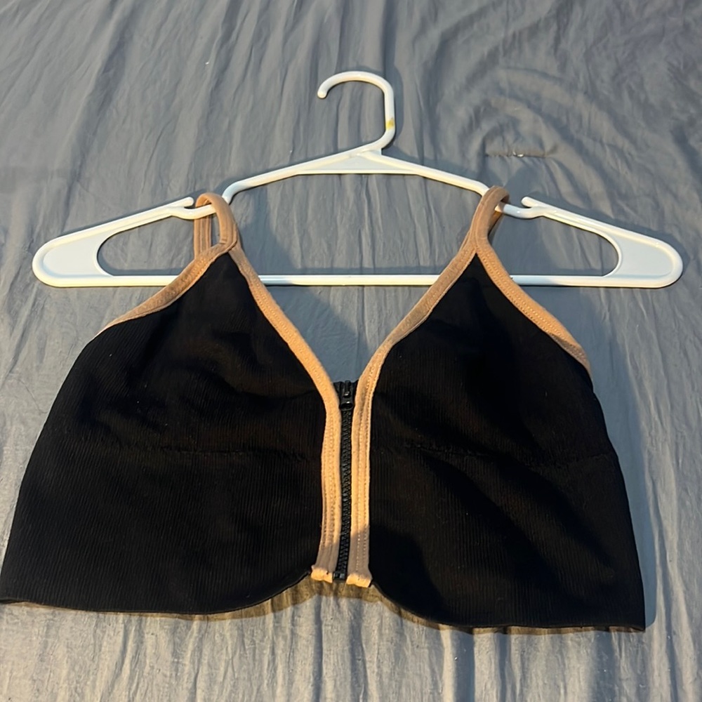 Crop top with zip going down the middle